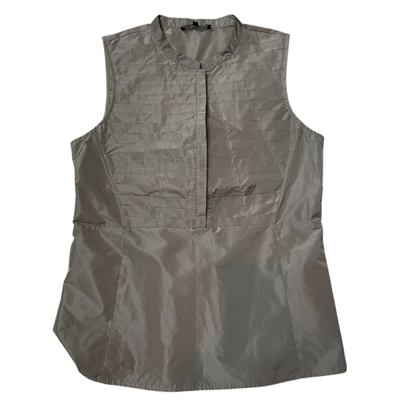 Lafayette 148 New York Tops - Lafayette 148 Medium 100% Polyester Side Zip‎ Taupe Size 8 Pleated Front Blouse